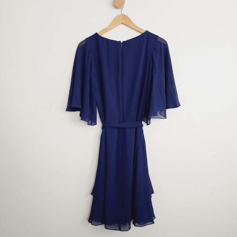 Lauren Ralph Lauren NWT Deep Navy Blue Flutter Sleeve Belted Crepe Mini Dress 2 - Picture 12 of 15